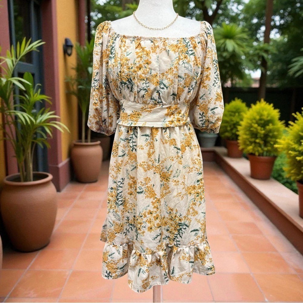 SHEIN Curve Plus Size Square Neckline or Off the Shoulder Floral Dress | Size 3X